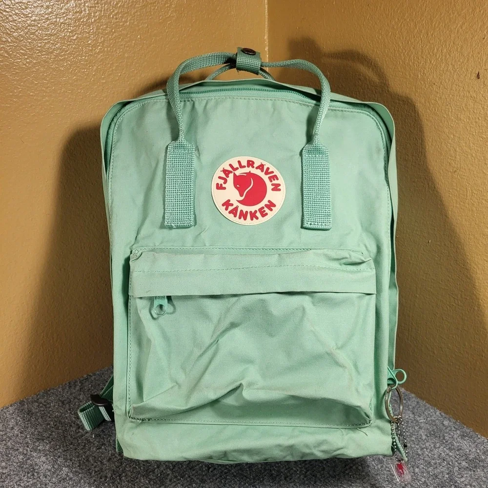 Fjallraven Kanken Backpack Black Greenland Lime Green School Bag Backpack